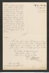 k.k. naturhistorisches Hofmuseum, Intendanzakten 1885-1896 (Hauer), Aktenzahl Z.288/1889, Seite 1
